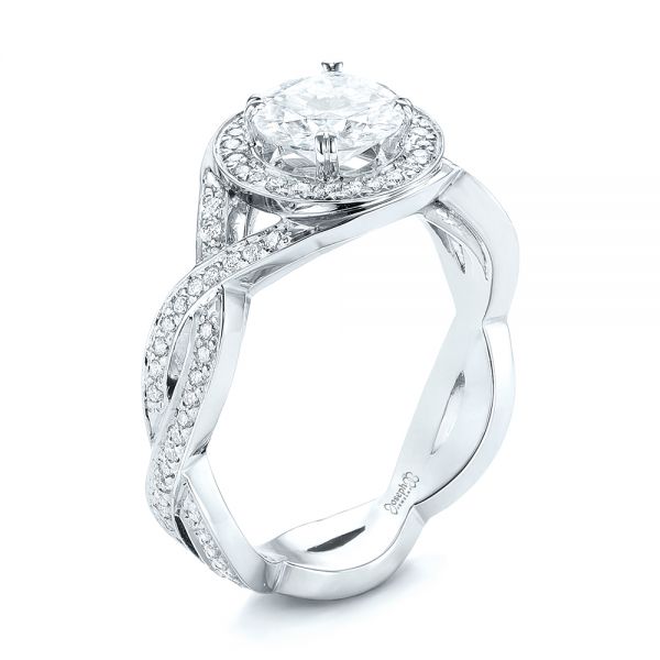 Custom Two-Tone Diamond Halo Engagement Ring - Image