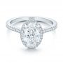  Platinum And 14K Gold Custom Two-tone Diamond Halo Engagement Ring - Flat View -  100572 - Thumbnail