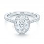  Platinum And 14K Gold Custom Two-tone Diamond Halo Engagement Ring - Flat View -  100572 - Thumbnail