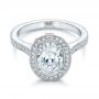  Platinum And 14K Gold Custom Two-tone Diamond Halo Engagement Ring - Flat View -  102254 - Thumbnail