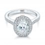 18k White Gold And 14K Gold 18k White Gold And 14K Gold Custom Two-tone Diamond Halo Engagement Ring - Flat View -  102254 - Thumbnail