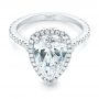 Platinum And 18K Gold Custom Two-tone Diamond Halo Engagement Ring - Flat View -  102901 - Thumbnail