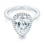  Platinum And 18K Gold Custom Two-tone Diamond Halo Engagement Ring - Flat View -  102901 - Thumbnail