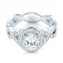  Platinum And 18k White Gold Platinum And 18k White Gold Custom Two-tone Diamond Halo Engagement Ring - Flat View -  103446 - Thumbnail
