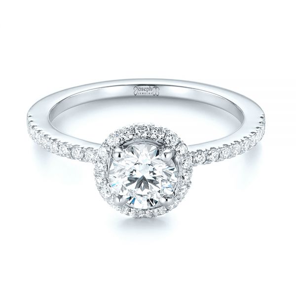  Platinum And 14K Gold Platinum And 14K Gold Custom Two-tone Diamond Halo Engagement Ring - Flat View -  103486