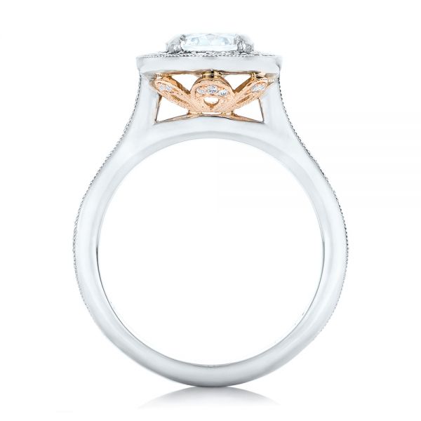 18k White Gold And 18K Gold 18k White Gold And 18K Gold Custom Two-tone Diamond Halo Engagement Ring - Front View -  102254