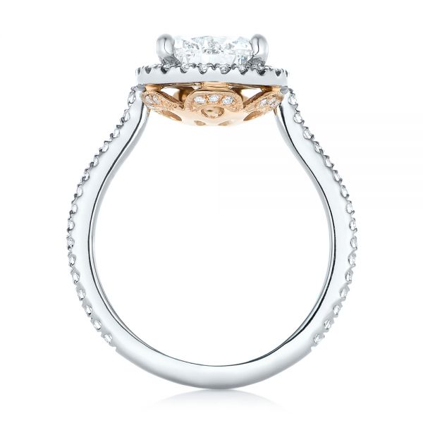 18k White Gold And 18K Gold 18k White Gold And 18K Gold Custom Two-tone Diamond Halo Engagement Ring - Front View -  102901