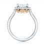  Platinum And 18K Gold Custom Two-tone Diamond Halo Engagement Ring - Front View -  102901 - Thumbnail