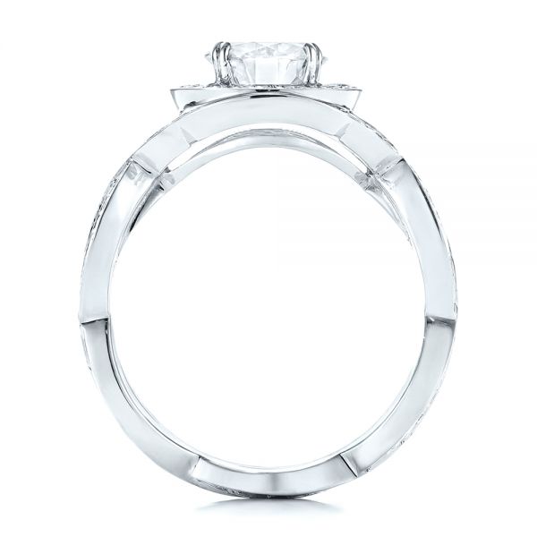  14K Gold And Platinum 14K Gold And Platinum Custom Two-tone Diamond Halo Engagement Ring - Front View -  103446