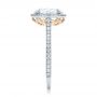  Platinum And 14K Gold Custom Two-tone Diamond Halo Engagement Ring - Side View -  100572 - Thumbnail