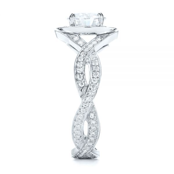  Platinum And 14k White Gold Platinum And 14k White Gold Custom Two-tone Diamond Halo Engagement Ring - Side View -  103446
