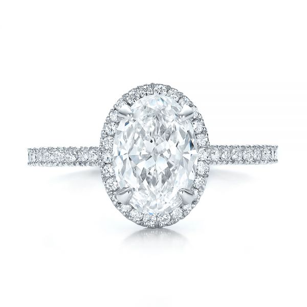  Platinum And Platinum Platinum And Platinum Custom Two-tone Diamond Halo Engagement Ring - Top View -  100572