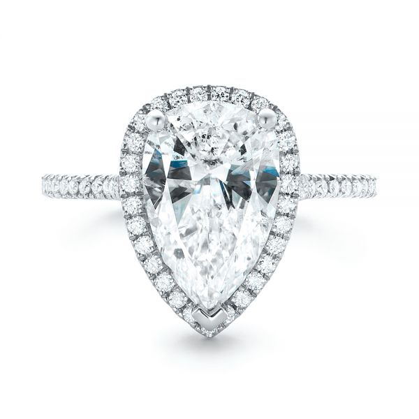  Platinum And Platinum Platinum And Platinum Custom Two-tone Diamond Halo Engagement Ring - Top View -  102901