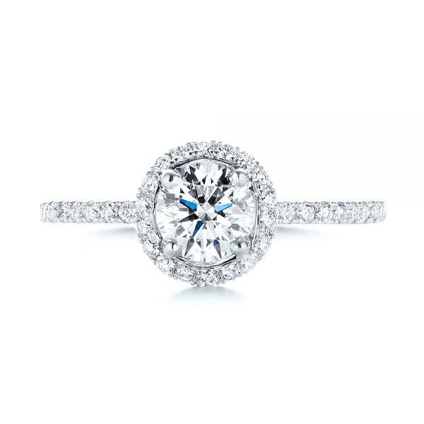 Platinum And Platinum Platinum And Platinum Custom Two-tone Diamond Halo Engagement Ring - Top View - 103486
