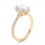 18k Yellow Gold And Platinum 18k Yellow Gold And Platinum Custom Two-tone Diamond Halo Engagement Ring - Three-Quarter View -  100572 - Thumbnail