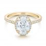 18k Yellow Gold And Platinum 18k Yellow Gold And Platinum Custom Two-tone Diamond Halo Engagement Ring - Flat View -  100572 - Thumbnail