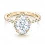 18k Yellow Gold And 14K Gold 18k Yellow Gold And 14K Gold Custom Two-tone Diamond Halo Engagement Ring - Flat View -  100572 - Thumbnail