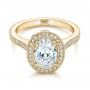 14k Yellow Gold And Platinum 14k Yellow Gold And Platinum Custom Two-tone Diamond Halo Engagement Ring - Flat View -  102254 - Thumbnail