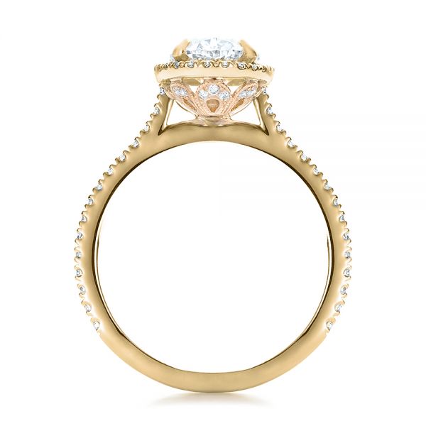 18k Yellow Gold And 14K Gold 18k Yellow Gold And 14K Gold Custom Two-tone Diamond Halo Engagement Ring - Front View -  100572