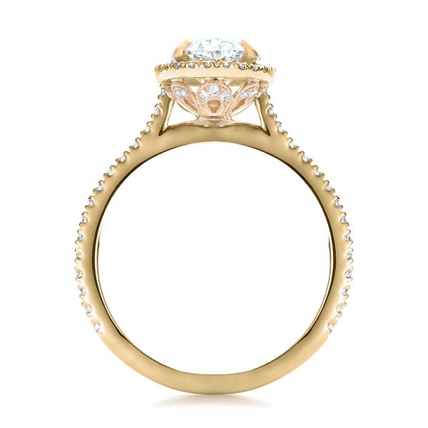 18k Yellow Gold And 14K Gold 18k Yellow Gold And 14K Gold Custom Two-tone Diamond Halo Engagement Ring - Front View - 100572