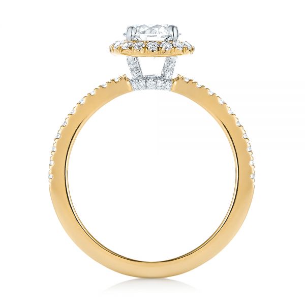 14k Yellow Gold And 14K Gold 14k Yellow Gold And 14K Gold Custom Two-tone Diamond Halo Engagement Ring - Front View -  103486