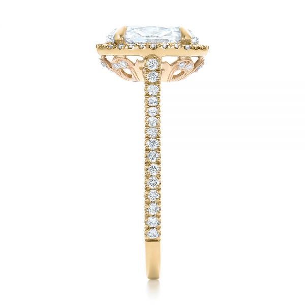 18k Yellow Gold And 14K Gold 18k Yellow Gold And 14K Gold Custom Two-tone Diamond Halo Engagement Ring - Side View -  100572