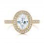 18k Yellow Gold And Platinum 18k Yellow Gold And Platinum Custom Two-tone Diamond Halo Engagement Ring - Top View -  102254 - Thumbnail