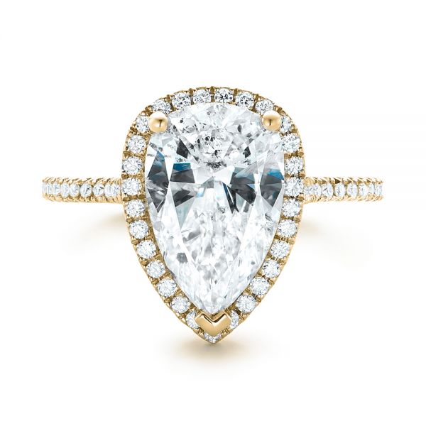 18k Yellow Gold And Platinum 18k Yellow Gold And Platinum Custom Two-tone Diamond Halo Engagement Ring - Top View -  102901