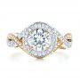  14K Gold And 14k Yellow Gold Custom Two-tone Diamond Halo Engagement Ring - Top View -  103446 - Thumbnail