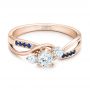 14k Rose Gold And 18K Gold 14k Rose Gold And 18K Gold Custom Two-tone Diamond And Blue Sapphire Engagement Ring - Flat View -  102172 - Thumbnail