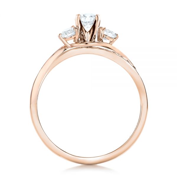 18k Rose Gold And 14K Gold 18k Rose Gold And 14K Gold Custom Two-tone Diamond And Blue Sapphire Engagement Ring - Front View -  102172