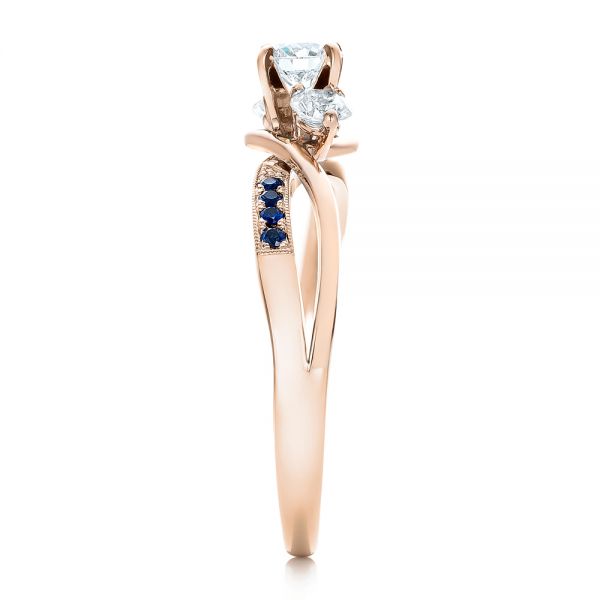 14k Rose Gold And 14K Gold 14k Rose Gold And 14K Gold Custom Two-tone Diamond And Blue Sapphire Engagement Ring - Side View - 102172
