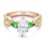 14k Rose Gold And 18K Gold 14k Rose Gold And 18K Gold Custom Two-tone Diamond And Peridot Engagement Ring - Flat View -  100674 - Thumbnail