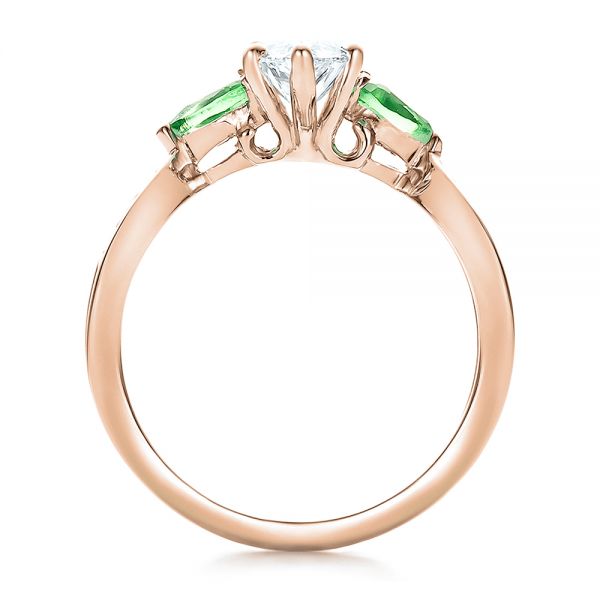 14k Rose Gold And 18K Gold 14k Rose Gold And 18K Gold Custom Two-tone Diamond And Peridot Engagement Ring - Front View -  100674
