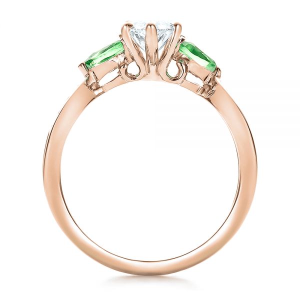 18k Rose Gold And 18K Gold 18k Rose Gold And 18K Gold Custom Two-tone Diamond And Peridot Engagement Ring - Front View - 100674