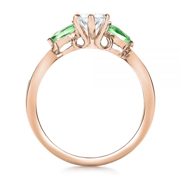 14k Rose Gold And Platinum 14k Rose Gold And Platinum Custom Two-tone Diamond And Peridot Engagement Ring - Front View -  100674