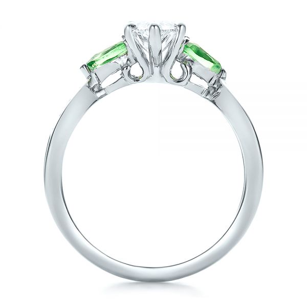  Platinum And 18K Gold Custom Two-tone Diamond And Peridot Engagement Ring - Front View -  100674