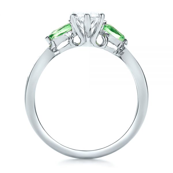 Platinum And 18K Gold Custom Two-tone Diamond And Peridot Engagement Ring - Front View - 100674