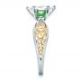 Platinum And 18K Gold Custom Two-tone Diamond And Peridot Engagement Ring - Side View -  100674 - Thumbnail