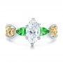  Platinum And 14K Gold Platinum And 14K Gold Custom Two-tone Diamond And Peridot Engagement Ring - Top View -  100674 - Thumbnail