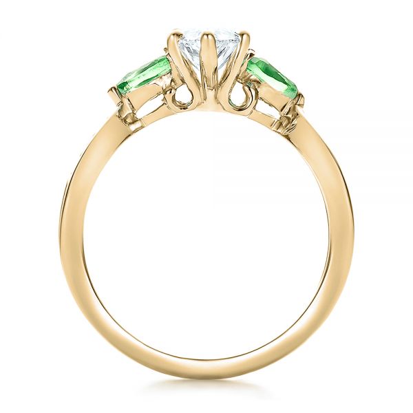 18k Yellow Gold And 14K Gold 18k Yellow Gold And 14K Gold Custom Two-tone Diamond And Peridot Engagement Ring - Front View -  100674