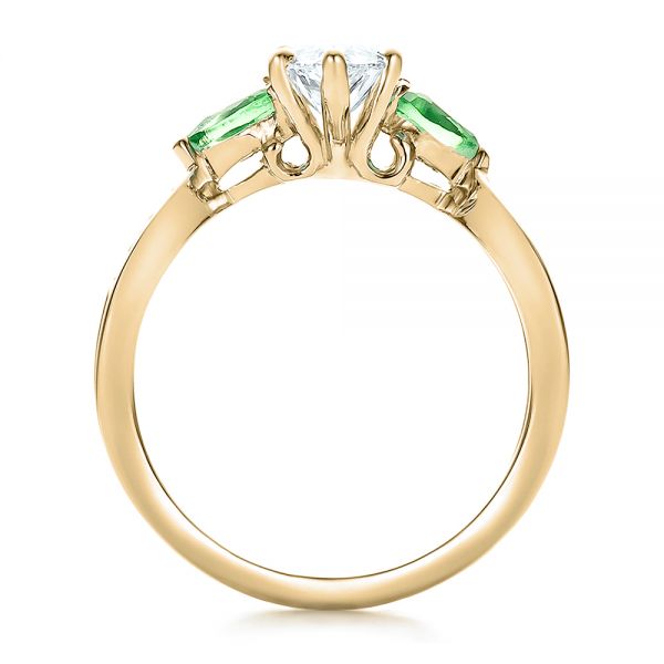 14k Yellow Gold And 14K Gold 14k Yellow Gold And 14K Gold Custom Two-tone Diamond And Peridot Engagement Ring - Front View -  100674