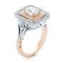  18K Gold And 18k Rose Gold 18K Gold And 18k Rose Gold Custom Two-tone Double Halo Diamond Engagement Ring - Three-Quarter View -  103455 - Thumbnail