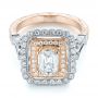  18K Gold And 18k Rose Gold 18K Gold And 18k Rose Gold Custom Two-tone Double Halo Diamond Engagement Ring - Flat View -  103455 - Thumbnail