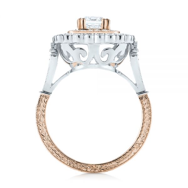 Platinum And 14k Rose Gold Platinum And 14k Rose Gold Custom Two-tone Double Halo Diamond Engagement Ring - Front View - 103455