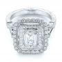  Platinum And 18k White Gold Platinum And 18k White Gold Custom Two-tone Double Halo Diamond Engagement Ring - Flat View -  103455 - Thumbnail