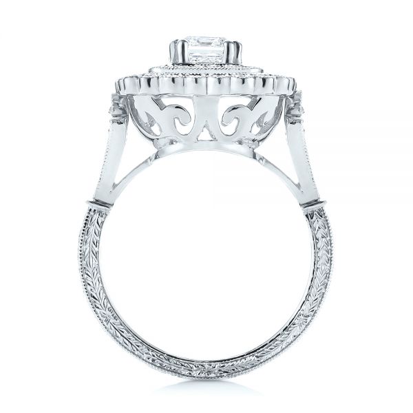  Platinum And 18k White Gold Platinum And 18k White Gold Custom Two-tone Double Halo Diamond Engagement Ring - Front View -  103455