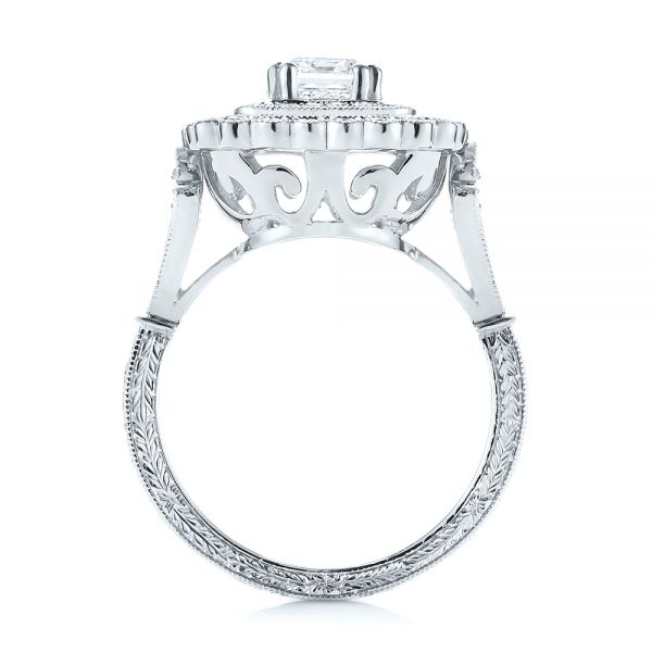 Platinum And 18k White Gold Platinum And 18k White Gold Custom Two-tone Double Halo Diamond Engagement Ring - Front View - 103455