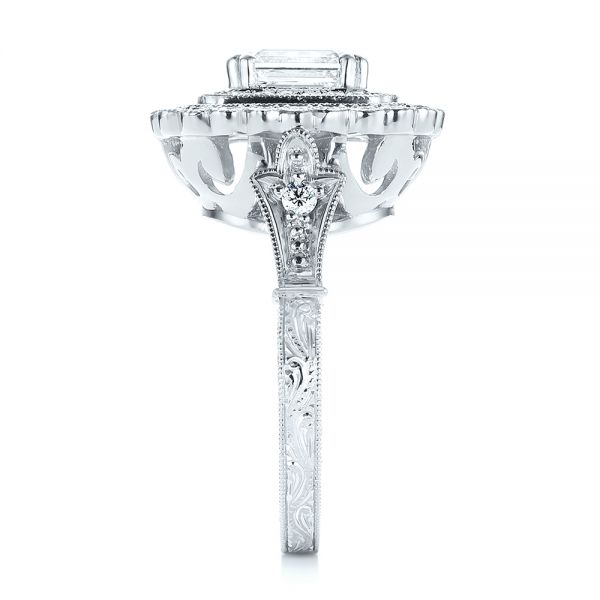 Platinum And 18k White Gold Platinum And 18k White Gold Custom Two-tone Double Halo Diamond Engagement Ring - Side View - 103455