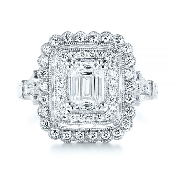  Platinum And Platinum Platinum And Platinum Custom Two-tone Double Halo Diamond Engagement Ring - Top View -  103455